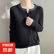 2025新款高級(jí)感上衣外搭針織女短外套毛衣/XDPJ01-X NAD508黑色 L 105-120斤