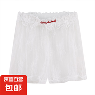 網(wǎng)紅爆款白色字母刺繡蕾絲疊穿打底褲女春季鏤空鉤花褲短褲子 白色 M