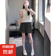 2025新款潮流山本冰絲休閑短褲夏季女士闊腿小個子時尚五分褲子潮 K01-黑色 L 建議105-120斤