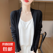 2025夏季新款防曬無扣開衫女中款針織V領(lǐng)寬松休閑薄外套/RWM23-X 曜石黑 L 80-120斤