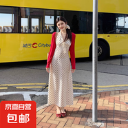 愛心印花仙女波點(diǎn)長裙甜美少女感連衣裙 白色波點(diǎn)（帶綁帶） XL