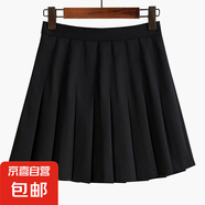 灰色百褶裙半身裙女新款a字裙大碼西裝裙高腰顯瘦jk短裙褲裙 南大街-001【黑色/帶內(nèi)襯】 2XL