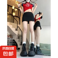 2025年新款側(cè)開叉包臀半身裙女防裙褲夏季高腰顯瘦a字短裙潮 黑色 S 【建議80-100斤】