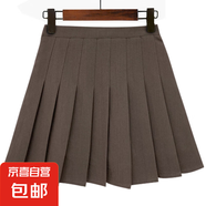 灰色百褶裙半身裙女新款a字裙大碼西裝裙高腰顯瘦jk短裙褲裙 南大街-001【咖色/帶內(nèi)襯】 XL
