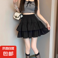 蛋糕裙短款白色短裙女夏季新款芭蕾風小個子半身裙公主蓬蓬裙褲裙 南大街-4272【黑色/自帶內(nèi)襯】 S
