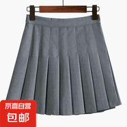 灰色百褶裙半身裙女新款a字裙大碼西裝裙高腰顯瘦jk短裙褲裙 南大街-001【深灰色/帶內(nèi)襯】 S
