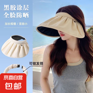 【全網(wǎng)爆款】防曬帽女士網(wǎng)紅貝殼帽遮陽帽戶外空頂帽太陽帽 米色