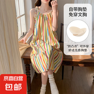 無(wú)袖睡衣女士夏季仿棉帶胸墊韓版卡通休閑吊帶睡裙寬松休閑家居服 Q91720【帶胸墊】 2XL 女