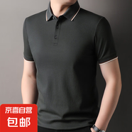 40支絲光雙面短袖T恤男士翻領(lǐng)5A純色防蚊涼感新款Polo衫上衣 石墨綠 3XL 190/104A