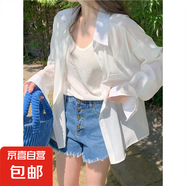 白色冰絲襯衫夏季抗皺薄款襯衣高級(jí)感法式天絲長(zhǎng)袖外套 白色襯衫 L