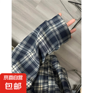 紅色格子襯衫疊穿顯瘦顯白基礎款襯衣慵懶感韓范上衣外套2025春夏 藏藍格子襯衫 002 M