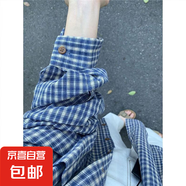 紅色格子襯衫疊穿顯瘦顯白基礎(chǔ)款襯衣慵懶感韓范上衣外套2025春夏 格子襯衫 352 2XL