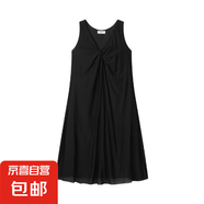 氣質(zhì)V領(lǐng)扭結(jié)套頭背心裙女夏新款寬松法式度假風(fēng)連衣裙 黑色 XL 【建議120-130斤】