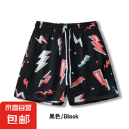 美式潮牌寬松數(shù)碼滿印logo速干短褲運(yùn)動籃球透氣短褲不過膝LNF 8011-黑色閃電 爆款 XL -160-170斤
