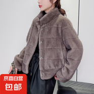 外套女短款2025冬季新款仿水貂絨皮毛一體寬松毛絨服外套貂皮 極速灰 XL