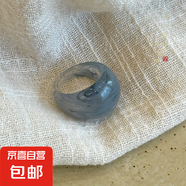 暈染樹脂橢圓幾何戒指韓國復古個性設計氣質(zhì)食指戒小眾高級感指環(huán) 戒指-藍色