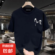 短袖t恤男2025夏季寬松潮流百搭港風(fēng)學(xué)生情侶裝半袖打底衫SJ 杰袖-球鞋小圖-黑色 L