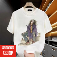 韓版潮牌短袖t恤男2025夏季新款寬松ins潮流休閑青少年百搭上衣QP 頹廢小丑五分袖T恤 2XL