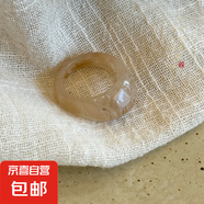 暈染樹脂橢圓幾何戒指韓國復古個性設計氣質(zhì)食指戒小眾高級感指環(huán) 戒指-淺咖