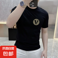 精梳棉短袖t恤男2025夏季潮流寬松圓領(lǐng)半袖打底衫百搭休閑體恤 精梳棉短袖 T4504黑色 2XL