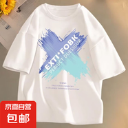 2025新款冰絲夏季短袖t恤男學(xué)生韓版寬松潮流半袖休閑體恤上衣-SL 色彩X白色 【單件裝】 L 【推薦90-110斤】