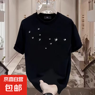 美式重磅短袖t恤男2025夏季寬松半袖潮流重磅學(xué)生打底衫上衣SJ 譽(yù)T563-黑色 2XL