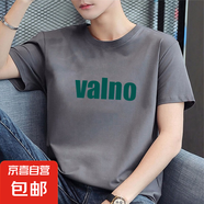 男士新款短袖t恤潮流休閑圓領印花上衣夏季休閑半袖體恤衫服 LYK 深灰短袖-【VA】 XL