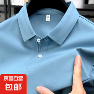 100支絲光雙面短袖T恤男士翻領(lǐng)純色5A涼感夏季新款防蚊Polo衫 淺蘭 M 170/88A