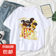 時代少年團周邊2025夏寬松圓領(lǐng)印花半袖重磅純棉百搭潮流打底衫QP 220G純棉短T中間大爆米花圓短T白 2XL