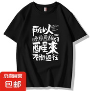 2025遇強(qiáng)則強(qiáng)重磅純棉短袖t恤男寬松學(xué)生潮流半袖打底衫休閑衣QP 睡前原諒 220G純棉圓領(lǐng)T恤黑色 L