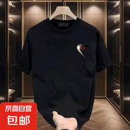 短袖t恤男2025夏季寬松潮流百搭港風(fēng)學(xué)生情侶裝半袖打底衫SJ 杰袖-紅愛(ài)心小圖-黑色 XL