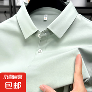 100支絲光雙面短袖T恤男士翻領(lǐng)純色5A涼感夏季新款防蚊Polo衫 淺綠 L 175/92A