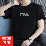 短袖t恤男2025夏季潮流半袖圓領(lǐng)打底衫男士寬松休閑運(yùn)動(dòng)體恤 短袖FIV字母黑色 3XL