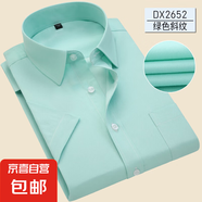 2025夏季商務(wù)免燙短袖襯衫男士職業(yè)正裝淺藍(lán)色襯衣工裝工作服上衣 DX2652綠色斜紋 47 建議220-235斤