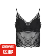 辣妹風(fēng)純色針織掛脖吊帶背心女夏季復(fù)古別致美背無袖上衣 黑色-6250 S
