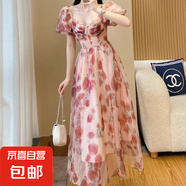 優(yōu)雅公主裙休閑度假裙歐根紗碎花裙顏色鮮艷收腰輕薄透氣有內(nèi)襯 花色 均碼 裙長107 胸圍76-92有橡皮筋