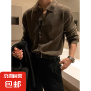 秋冬加厚毛衣外套男純色寬松帥氣慵懶風(fēng)針織開(kāi)衫休閑中性風(fēng) 咖啡色【專(zhuān)柜品質(zhì)】 XL