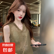 2025夏季吊帶女外搭罩衫鏤空針織無袖上衣網(wǎng)衫披肩鏤空罩衫女 卡其 均碼