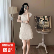 【有里布】夏裝名媛氣質(zhì)時尚蕾絲短裙透氣修身顯瘦裙D2566 杏色 M 【100-110斤】