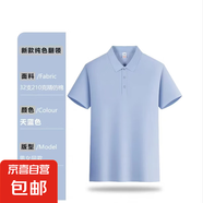 polo衫男2025新款短袖t恤夏季商務(wù)休閑男士高端定制帶領(lǐng)上衣男裝 天藍(lán)色 2XL