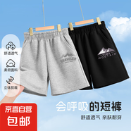 【2件裝】男童短褲夏季2025新款童裝帥氣男大童褲子兒童運(yùn)動(dòng)褲男 高山K灰+幾何山脈K黑 140