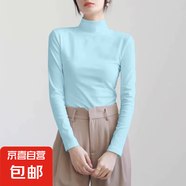 氣質(zhì)上衣高級感顯瘦半高領(lǐng)保暖內(nèi)搭長袖t恤女2025秋冬季新款 D56-淺藍(lán)色 3XL 建議145-160