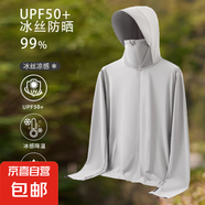2025款冰絲涼感防曬衣男女夏季薄款外套戶外線防曬衫釣魚防曬服 淺灰【冰絲可拆卸升級款】 L 【建議100-115斤】