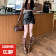 黑色pu半身裙女大碼胖mm輕熟御姐辣妹設(shè)計(jì)感皮短裙子2025春秋新款 南大街-4031【黑色】 M