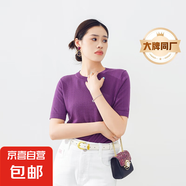 【阿瑪尼制造商】LP同款春夏氣質(zhì)純色針織衫女天絲打底針織衫 紫色 XL （125-140斤）