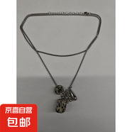 鈦鋼石頭葡萄串吊墜項鏈個性簡約時尚百搭鎖骨鏈小眾高級感毛衣鏈 項鏈-銀色-黑白