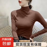 莫代爾高領(lǐng)內(nèi)搭打底衫女秋冬新款大碼洋氣修身顯瘦內(nèi)穿長袖上衣服 D56-咖啡色 3XL 建議145-160