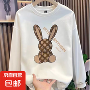 【重磅華棉】印花秋冬衛(wèi)衣男春秋季韓版新款圓領(lǐng)寬松上衣chic港風(fēng) 白色 V303古奇兔 L