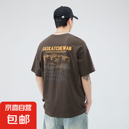 潮牌純棉短袖t恤男夏季寬松休閑大碼體恤高端印花短袖百搭T恤CYQ 摩卡棕 薄款 XL 推薦115-130斤