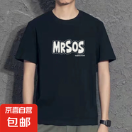 重磅短袖t恤男寬松圓領印花半袖打底衫上衣體恤衫SJ 短袖MRSOS黑色 2XL